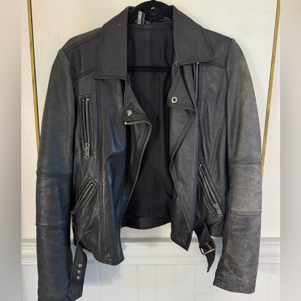 Topshop Black Leather Moto Jacket